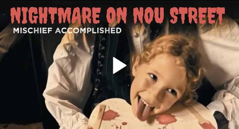 Nightmare on Nou Street — EchoFlicks Halloween movie poster with child in costume